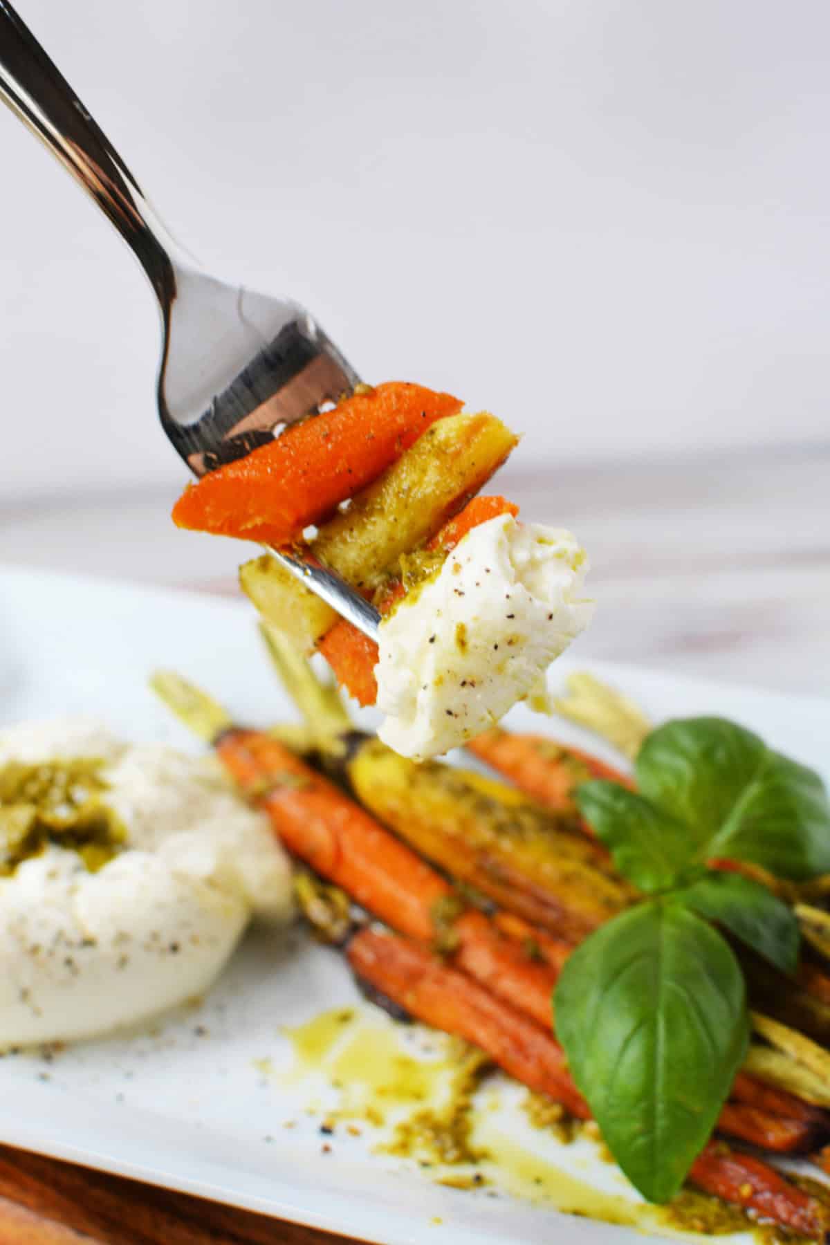 Roasted Carrots Recipe with Burrata and Pesto