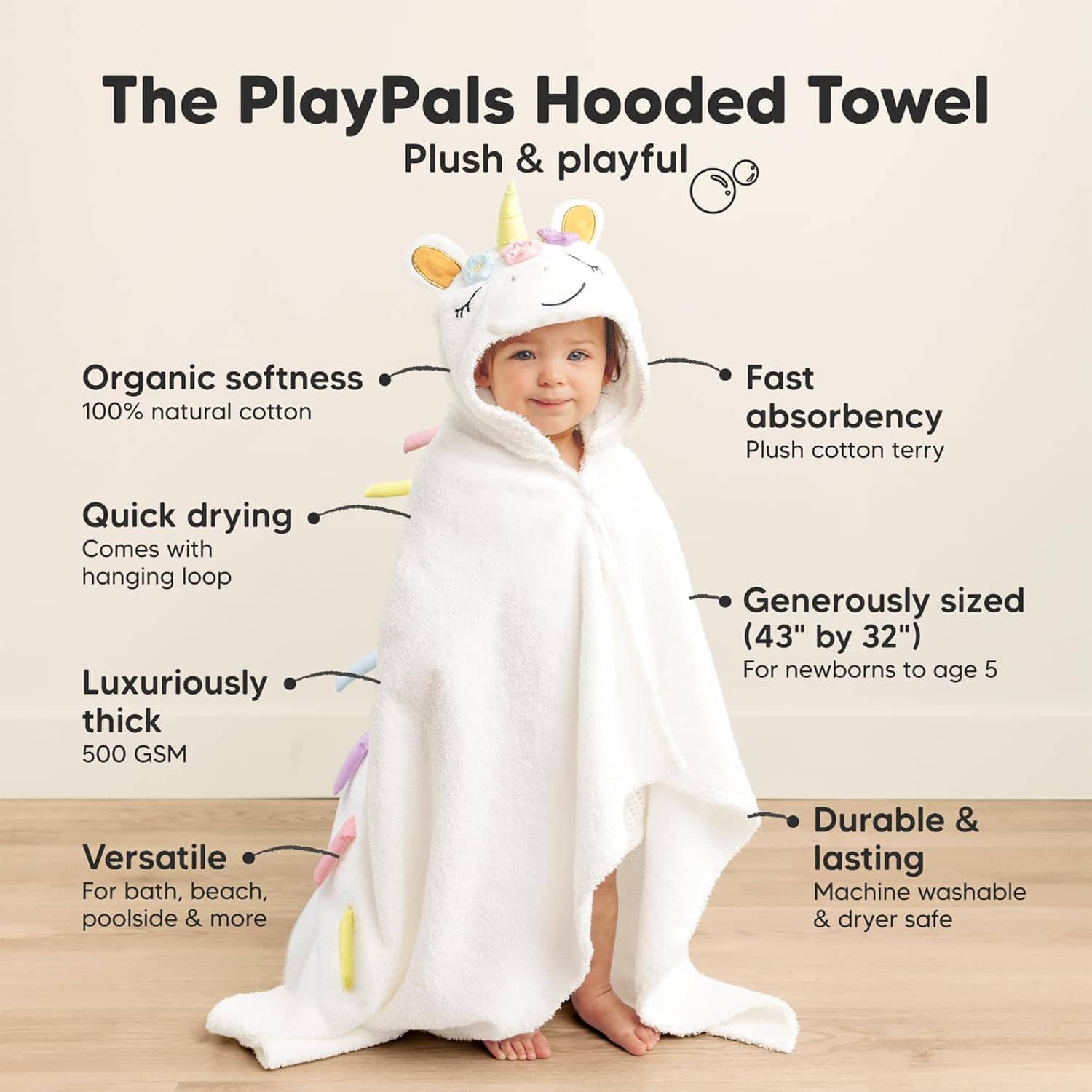 KeaBabies Organic Baby Towel with Hood