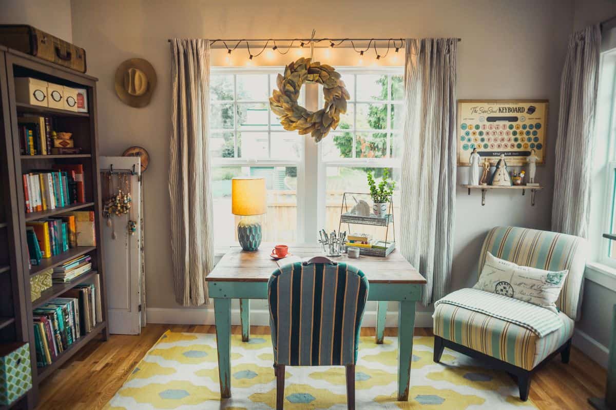 living room in farmhouse eclectic home
