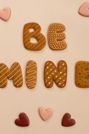 be mine valentines day sign made out of cookies and hearts