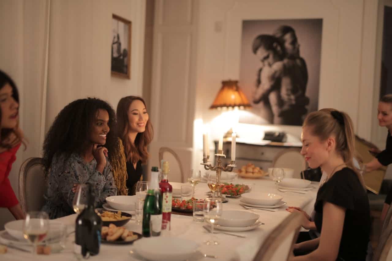 woman at a dinner party