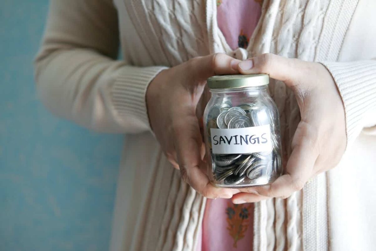 coins in a savings jar