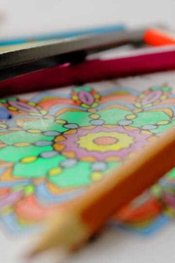 coloring book and crayons