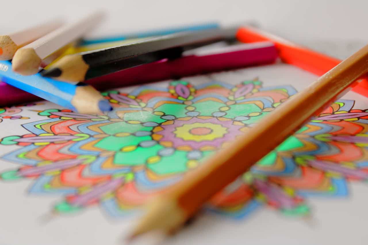 coloring book and crayons