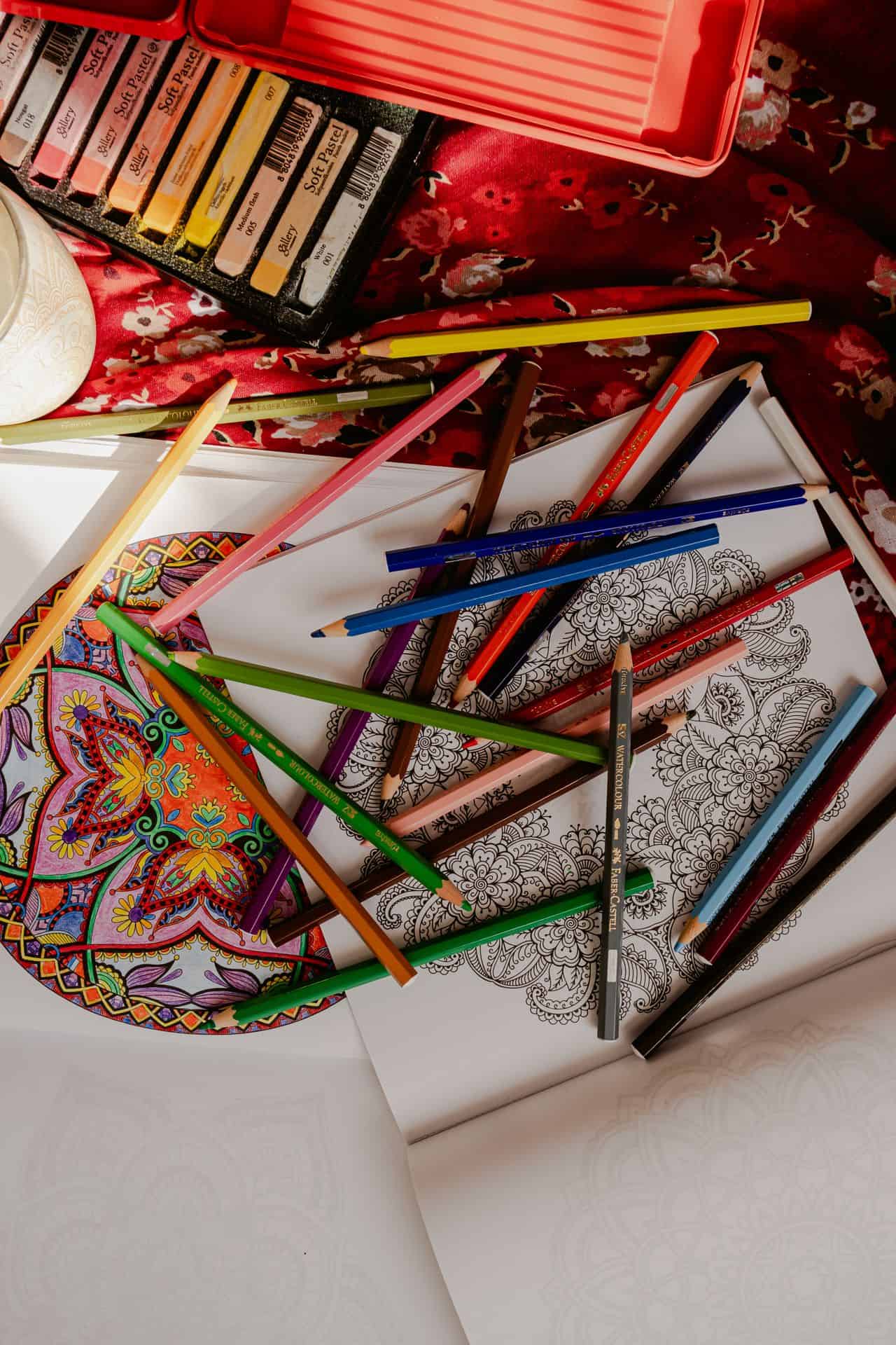 coloring book and crayons