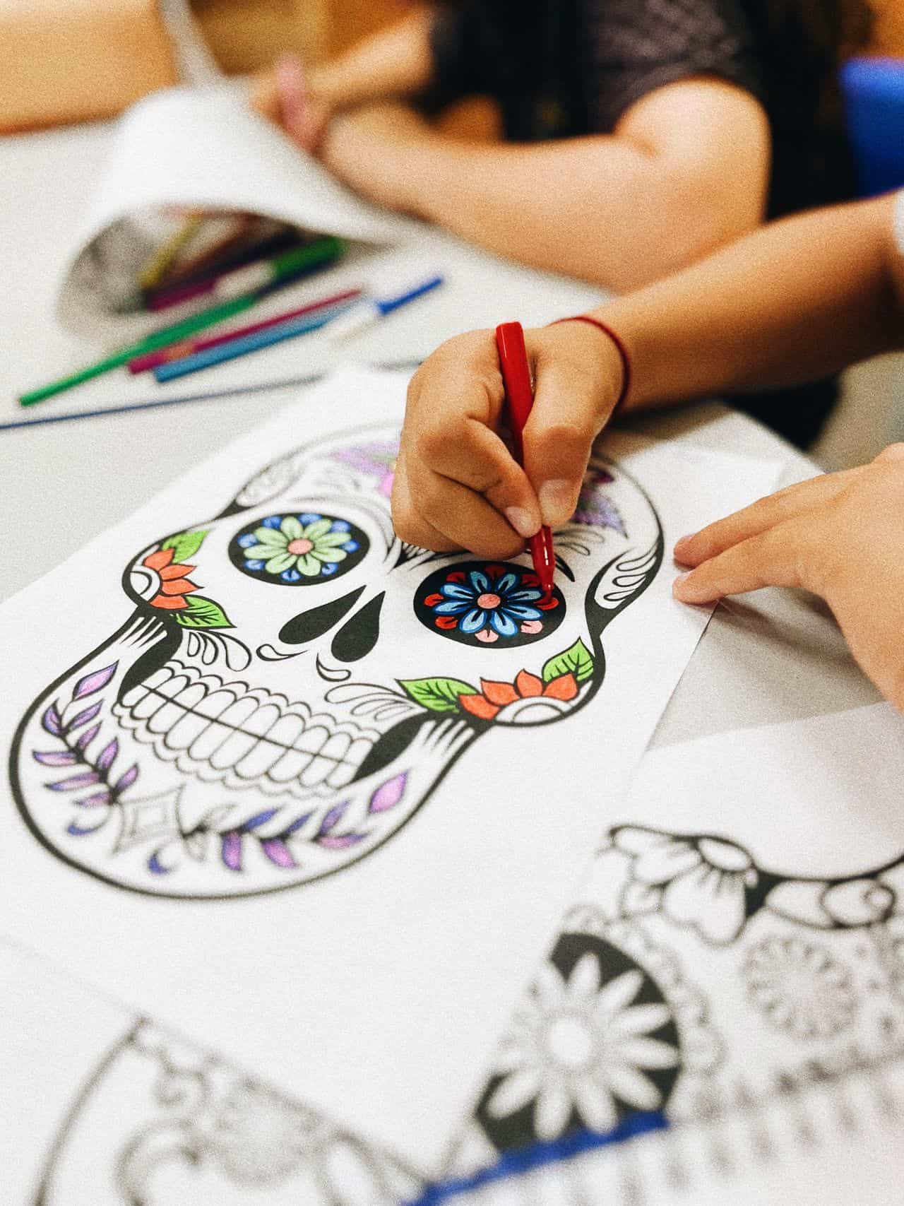 coloring book and crayons