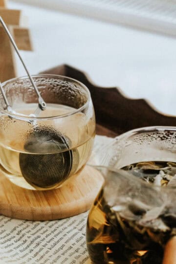 afternoon tea being steeped in a glass