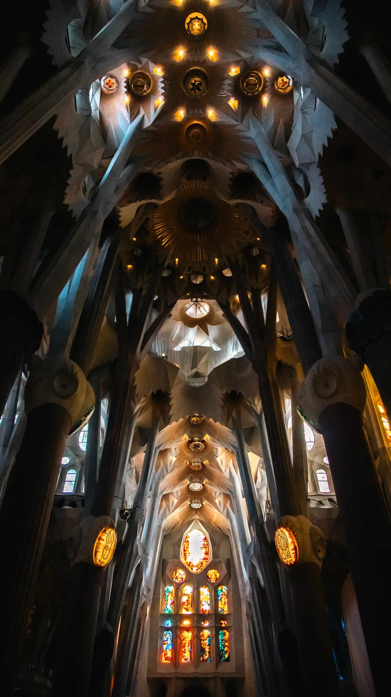 the inside of sagadra familia in barcelona