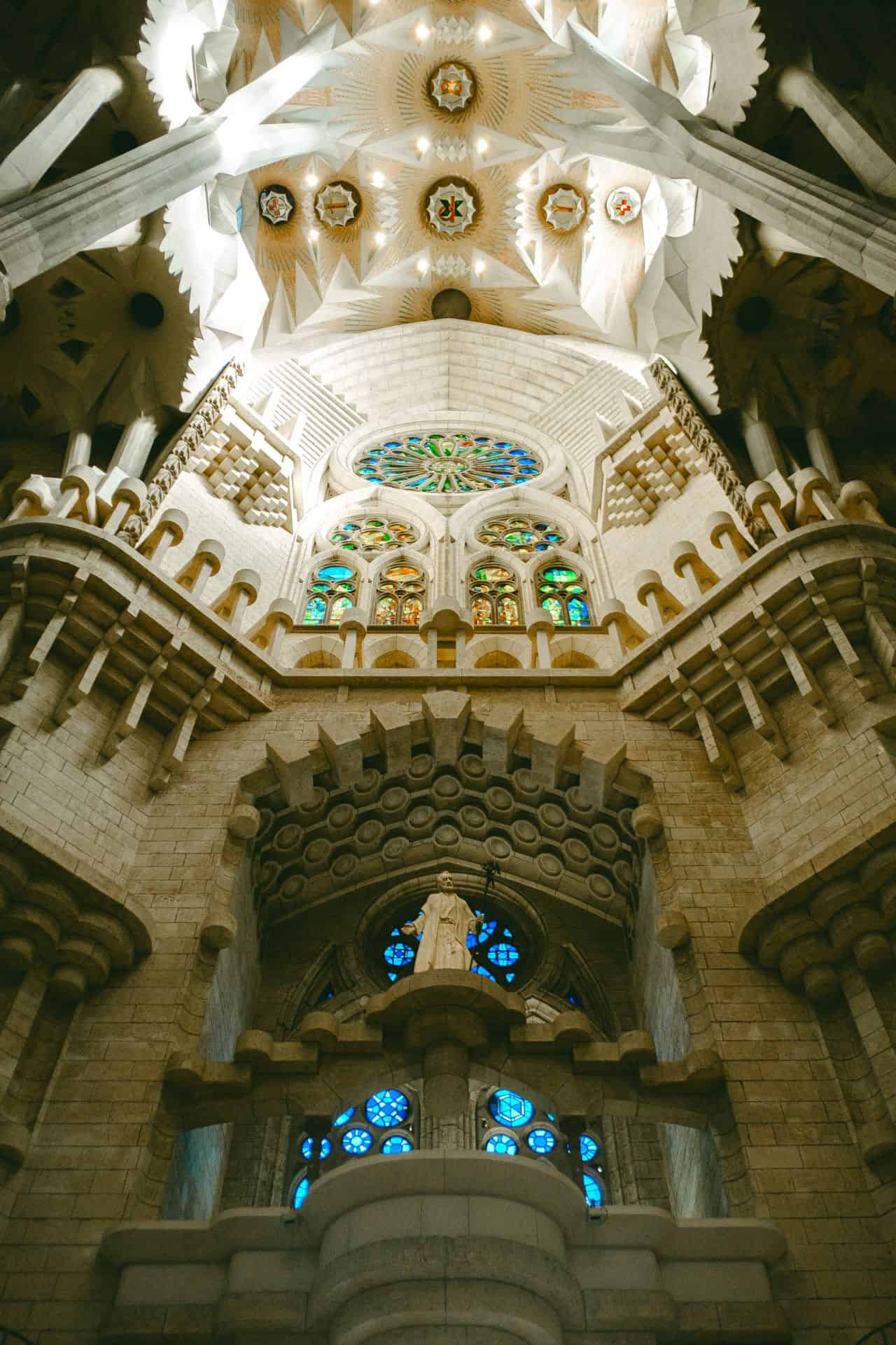 the inside of sagadra familia in barcelona