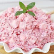 Cranberry Fluff in a white serving bowl